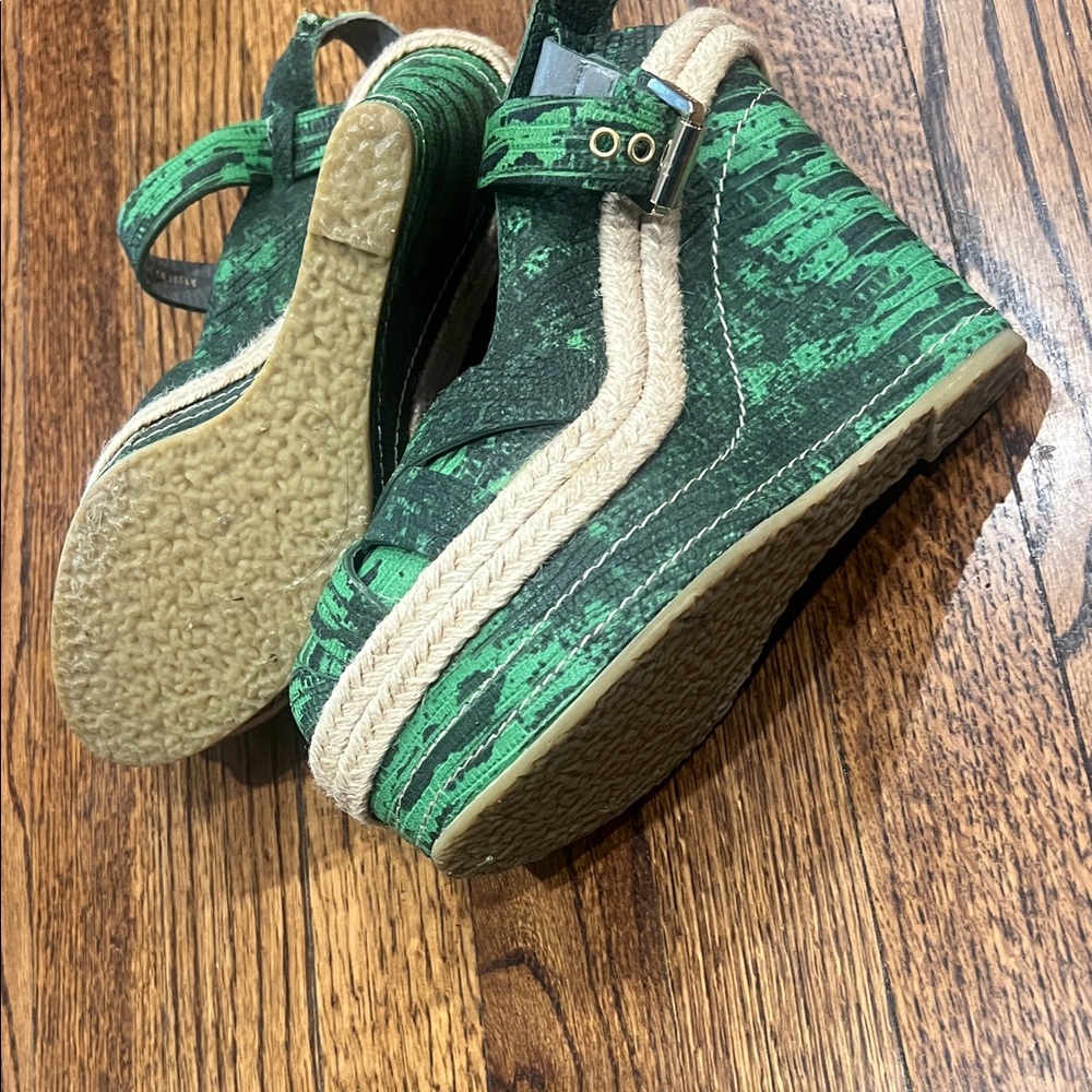 Green Patterned Espadrille Wedge Sandals - Unbranded - Picture 5 of 9